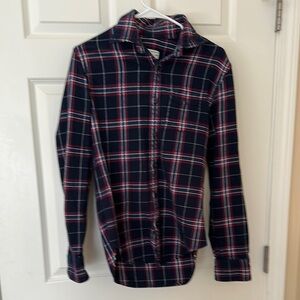 Club Monaco Men's Navy and Red Plaid Shirt